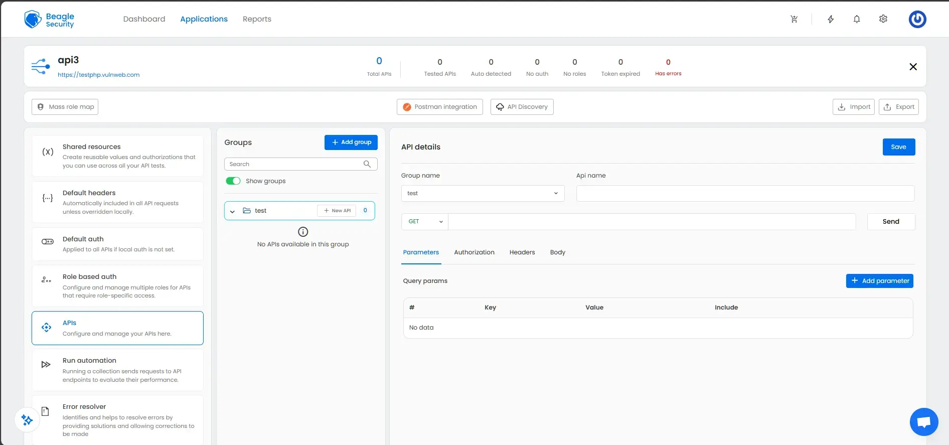 API Configuration Screenshot