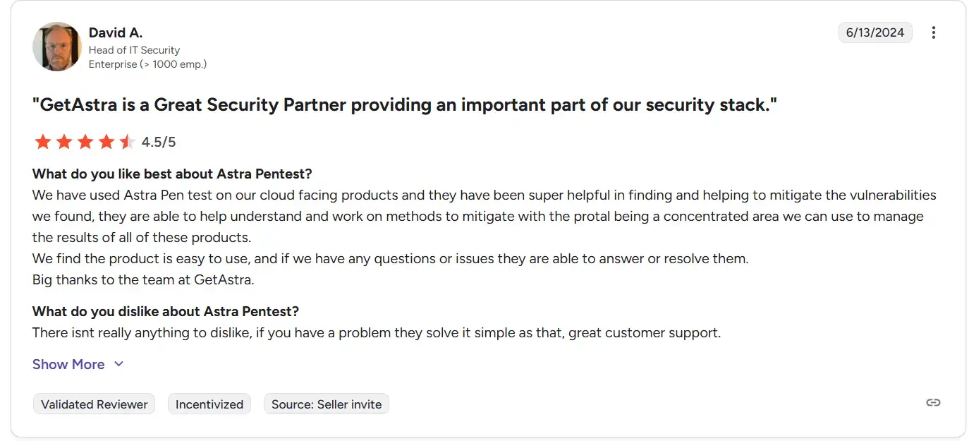 Astra Security Review