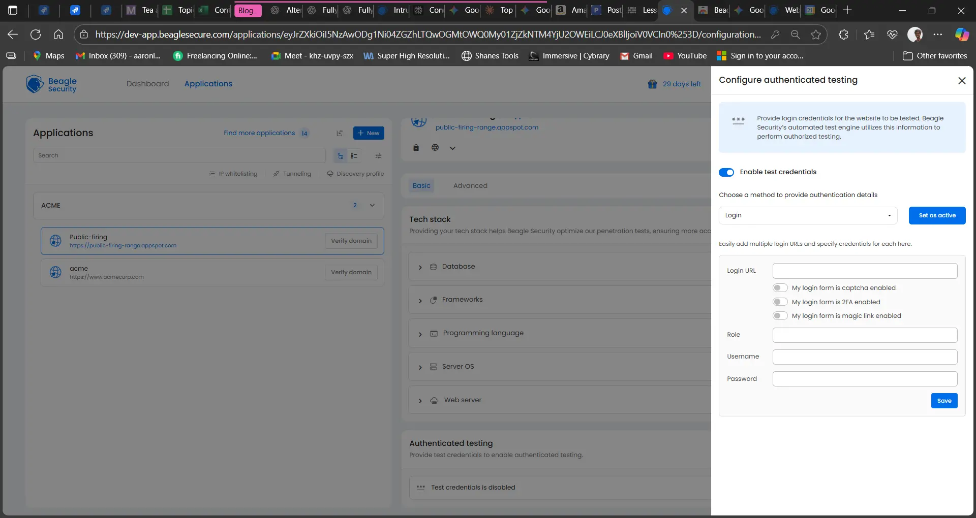 authenticated testing login