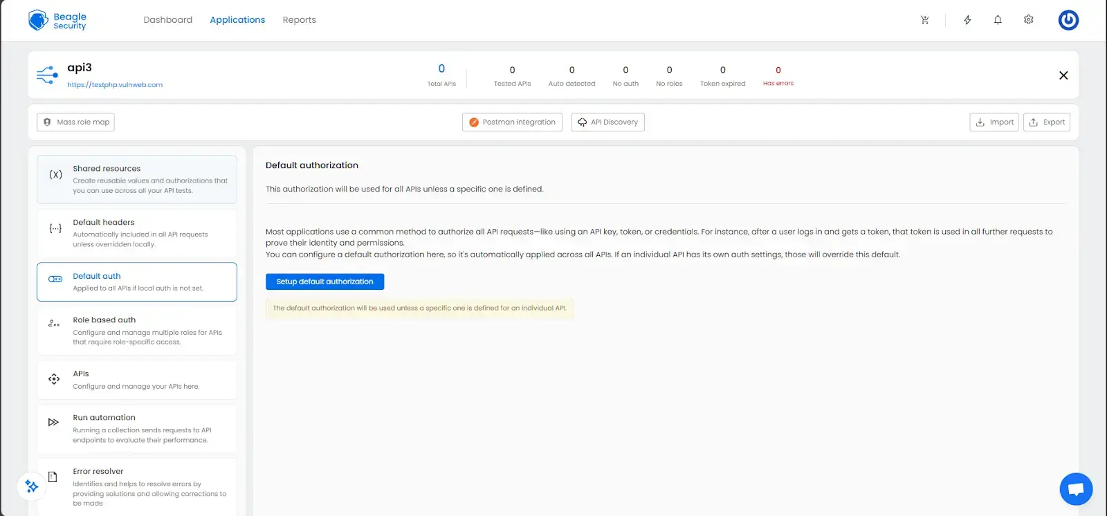 Authorization Setup Screenshot
