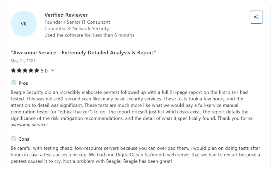 Beagle Security Reviews