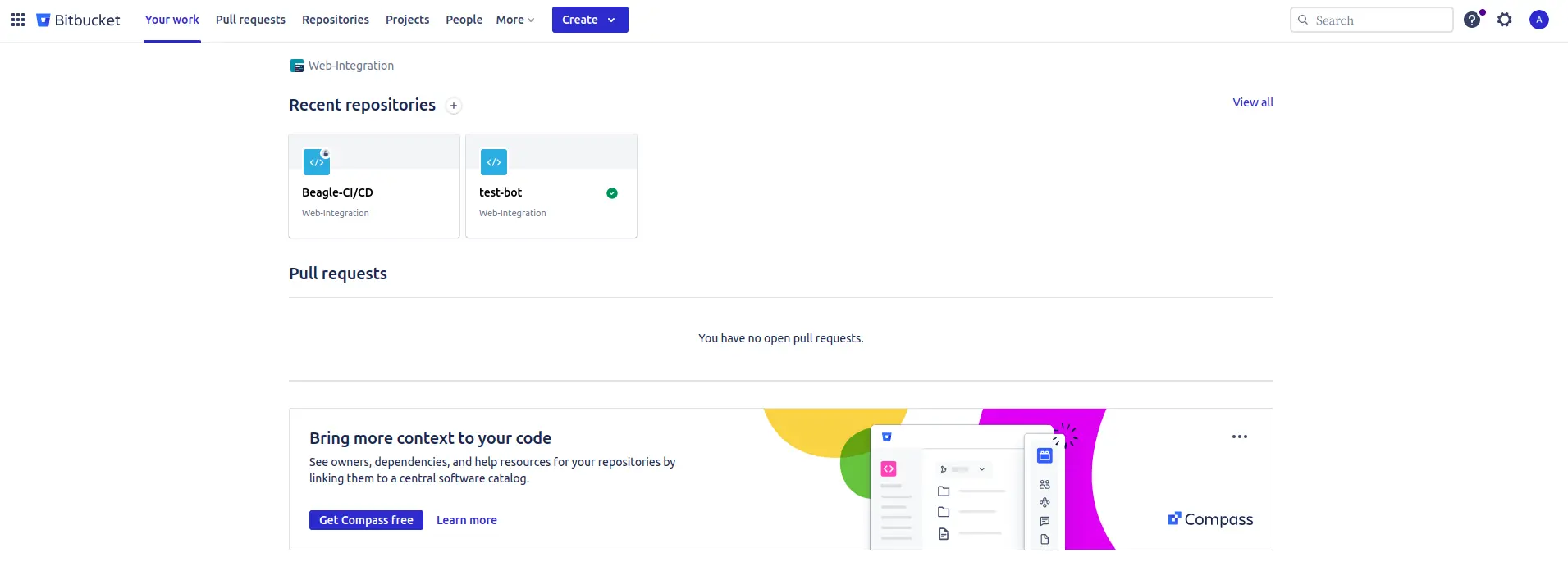 Bitbucket dashboard