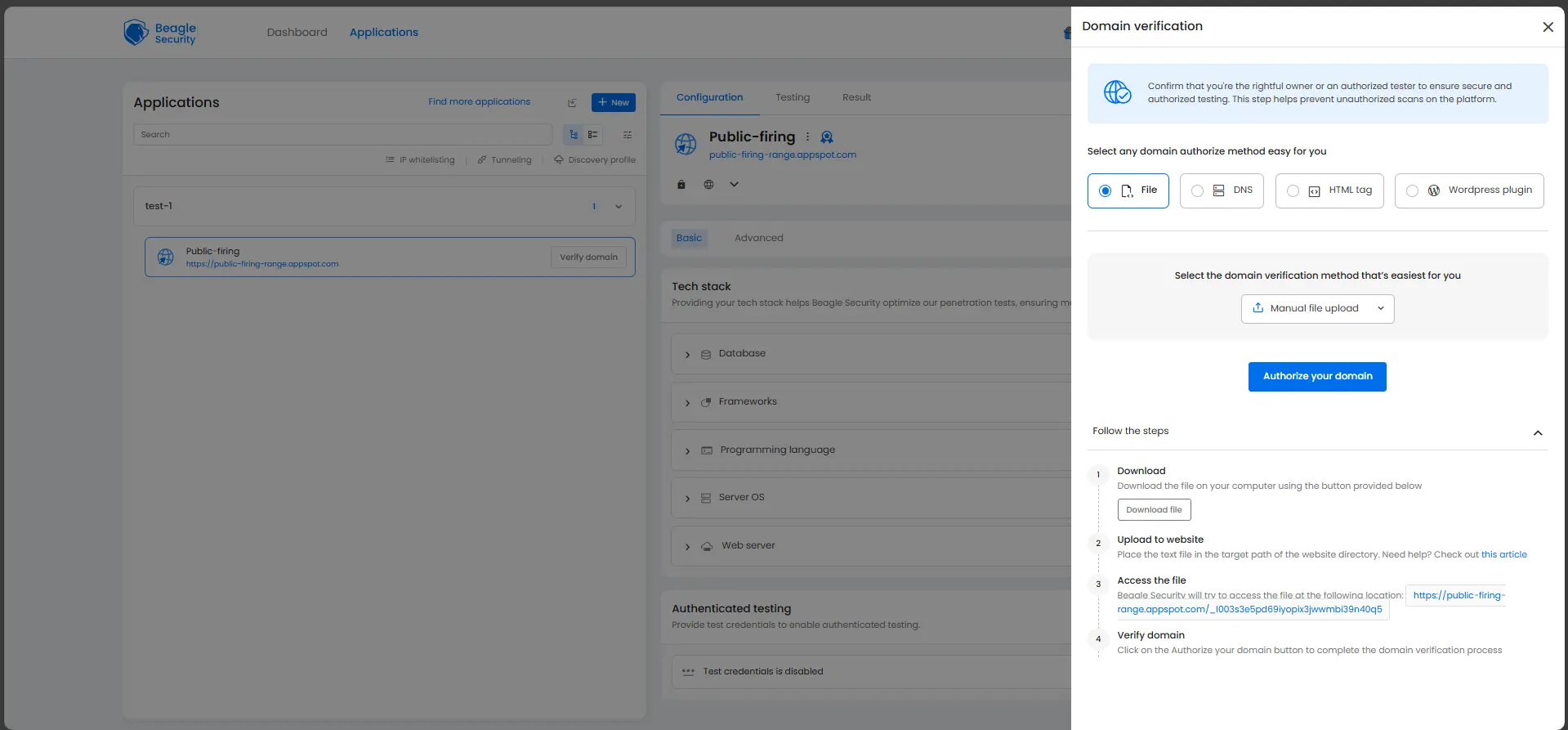 domain verification file