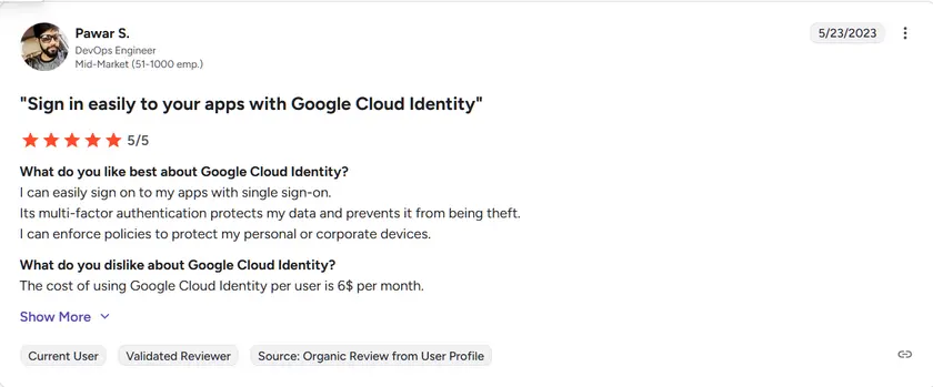 Customer review of Google Cloud Identity