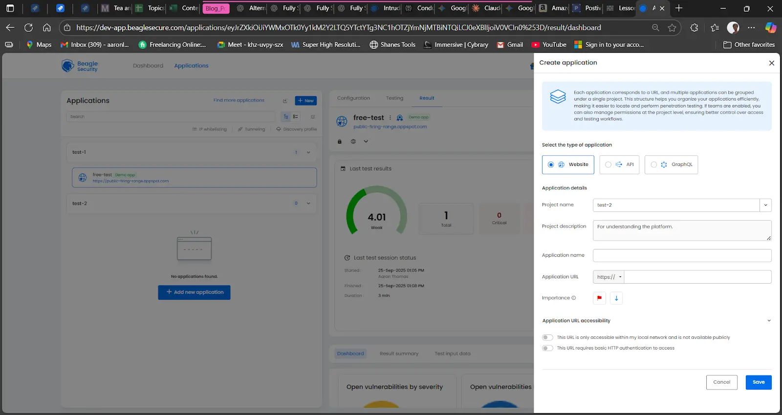 Log in and add your application
