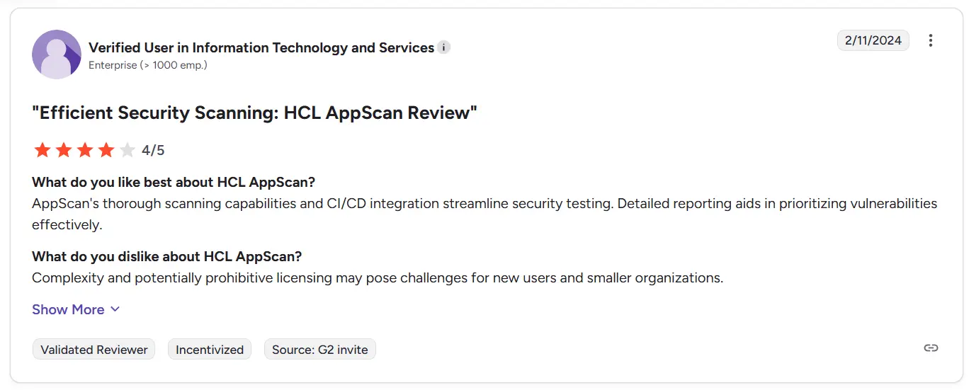 HCL AppScan reviews