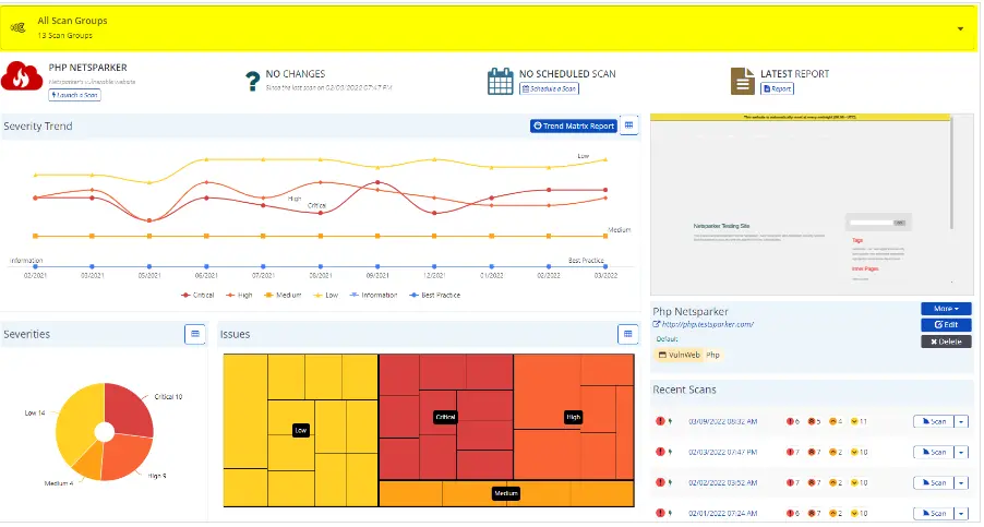 Invicti dashboard