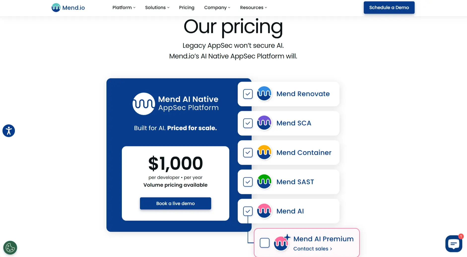 Mend pricing