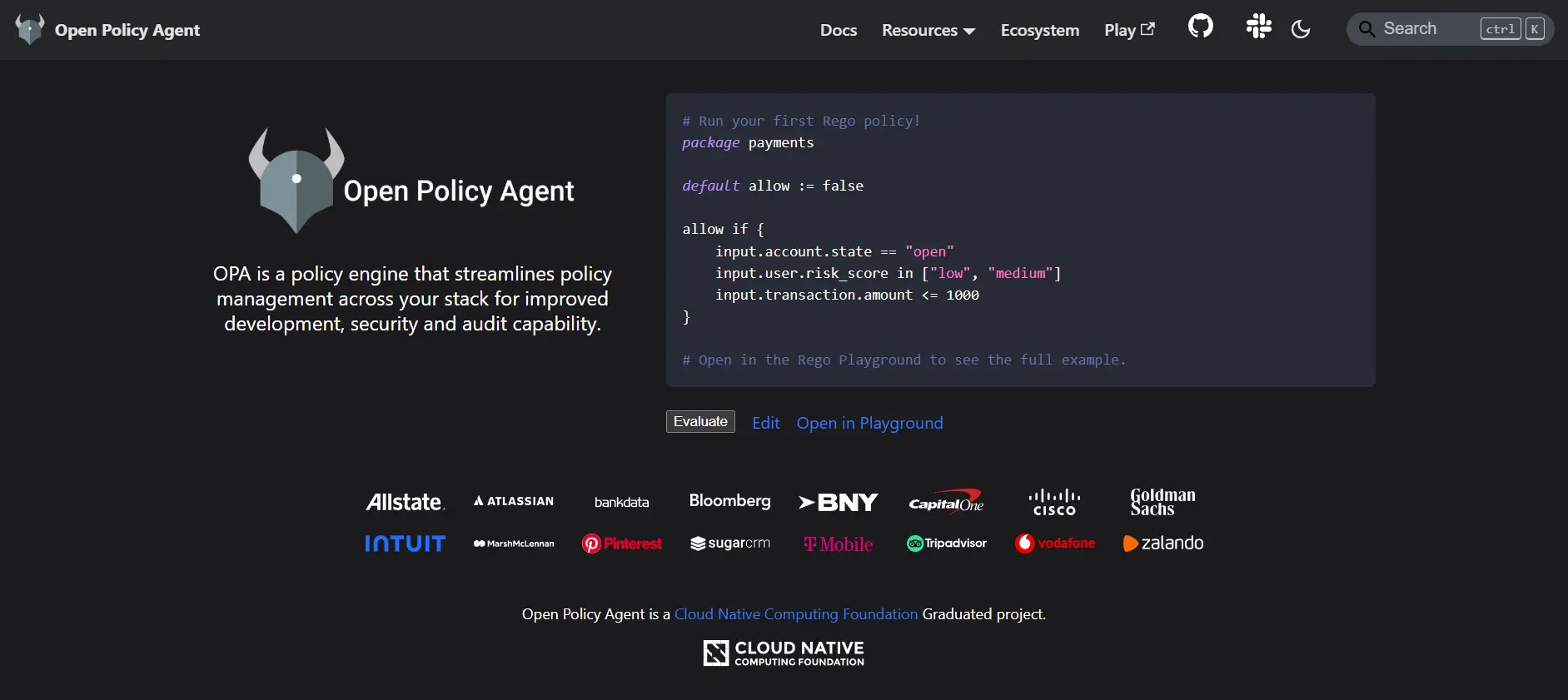 Open Policy Agent dashboard