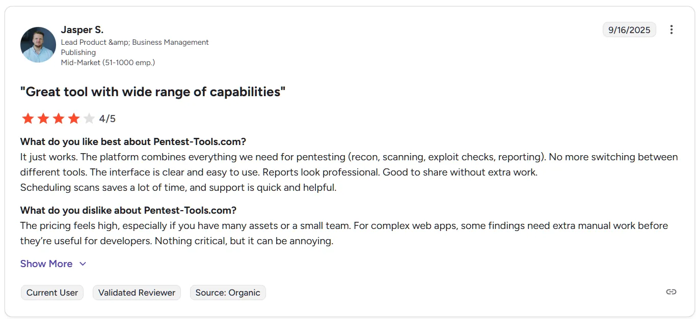 Pentest-Tools.com customer review Pentest-Tools.com customer review