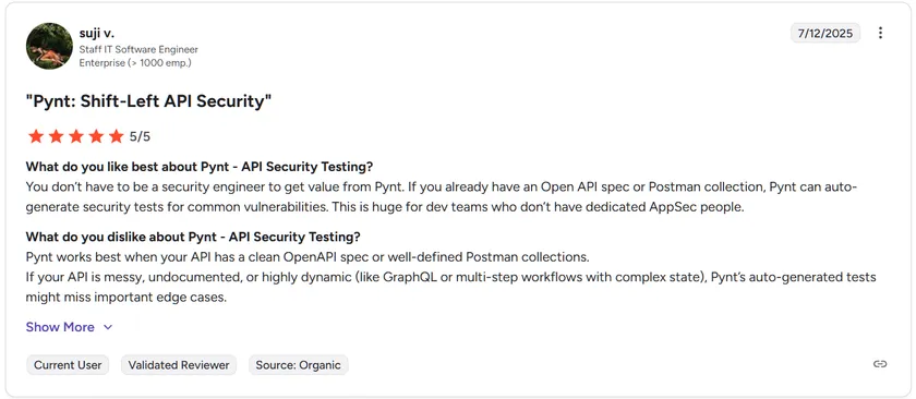 Screenshot of a 5-star