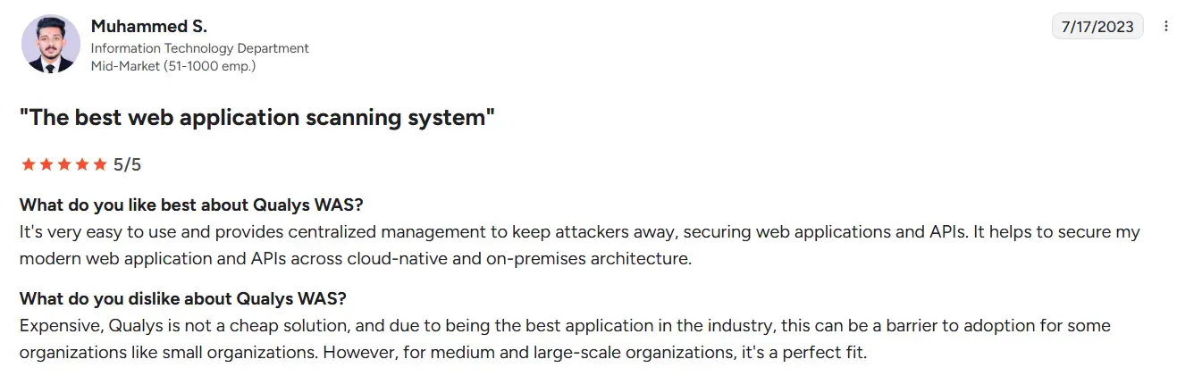 Qualys WAS Screenshot