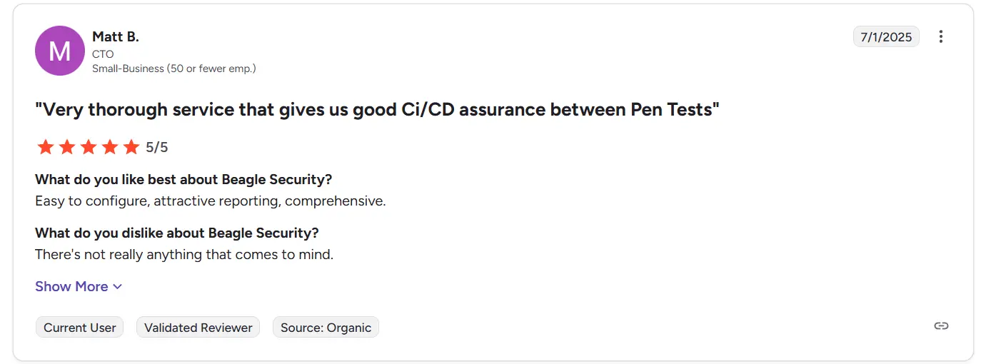 g2 review of Beagle Security
