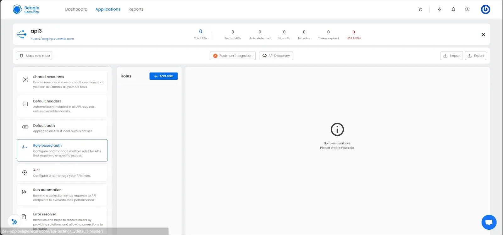 Authorization setup screenshot