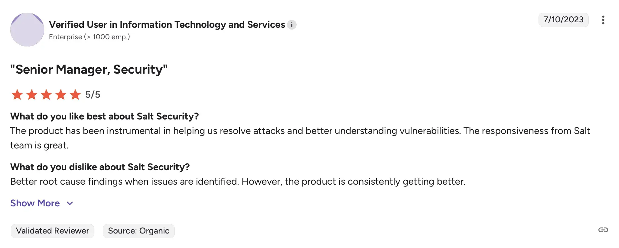 Salt Security Rating
