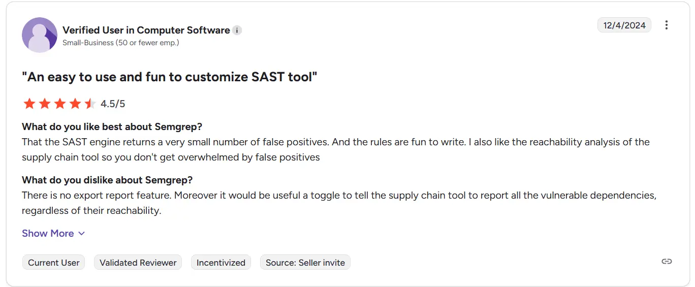 User review