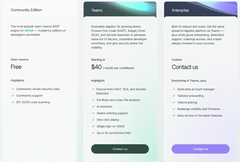 Teams Pricing Screenshot