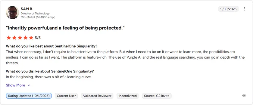 Sentinelone Ratings Reviews