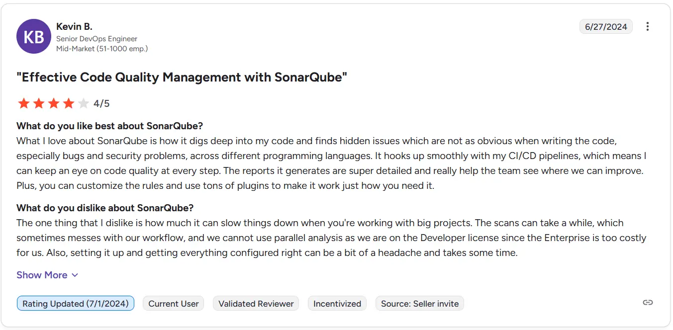 SonarQube review