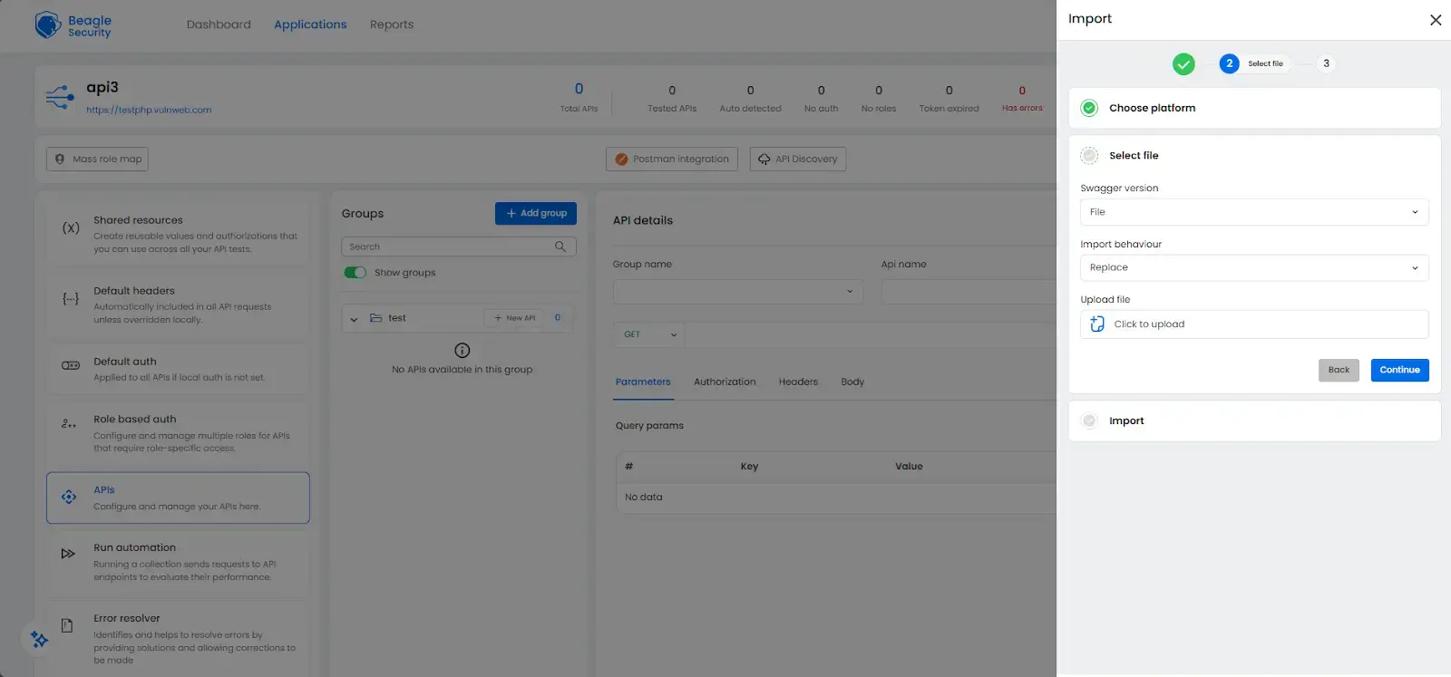Import API Screenshot