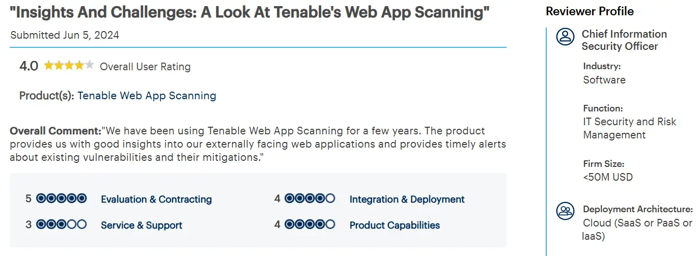Tenable reviews