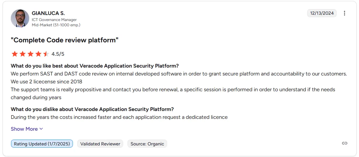 Veracode reviews