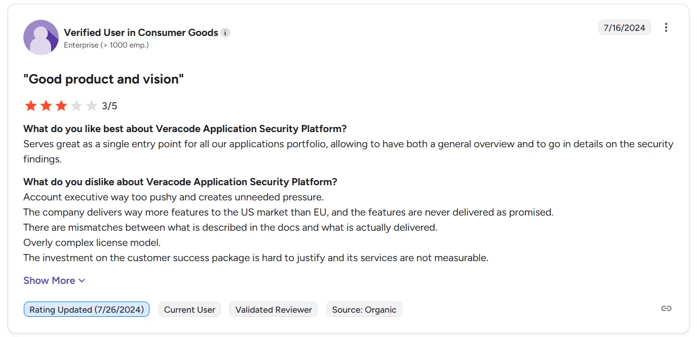Veracode reviews