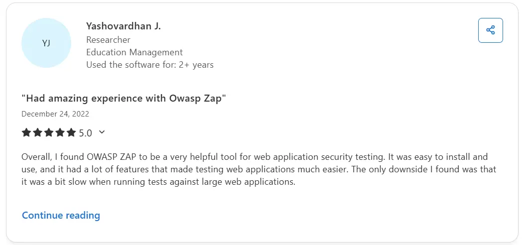 ZAP capterra review