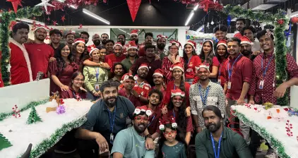 Group photo taken on Christmas Eve
