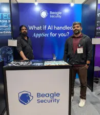 Team members at the Beagle Security stall during Cybersec Asia 2026.