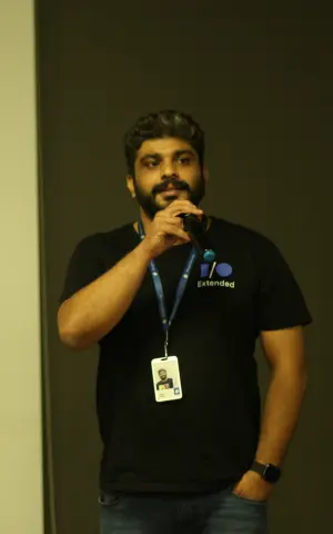 Co-founder Rejah speaking at a conference