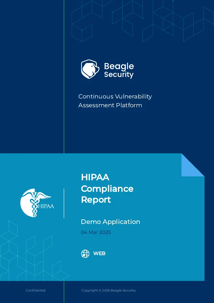 Cover of the sample HIPAA Compliance Report for Demo Application