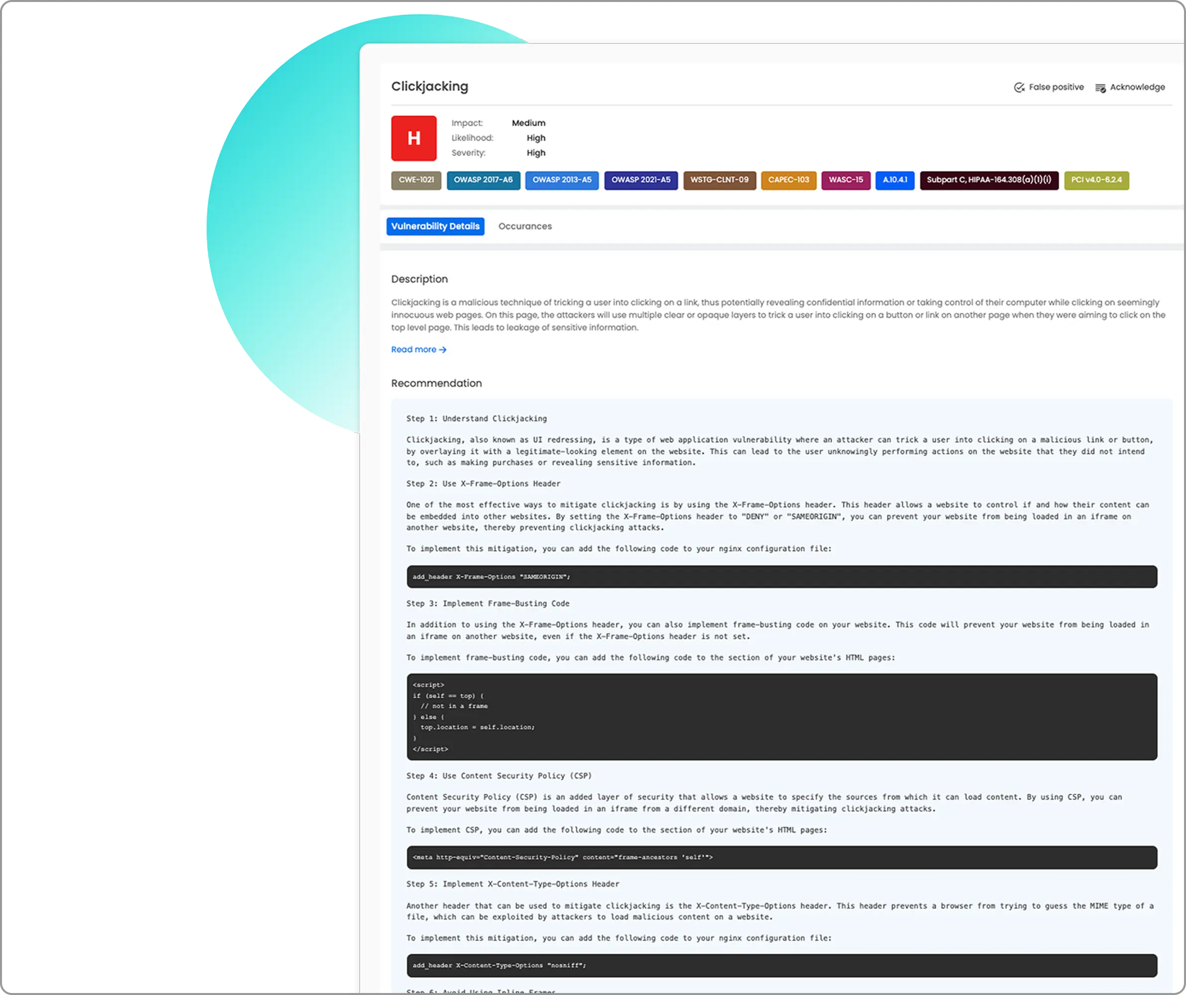 Beagle Security dashboard result page