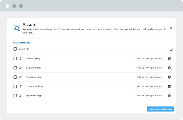 Assets tab in the Beagle Security dashboard.