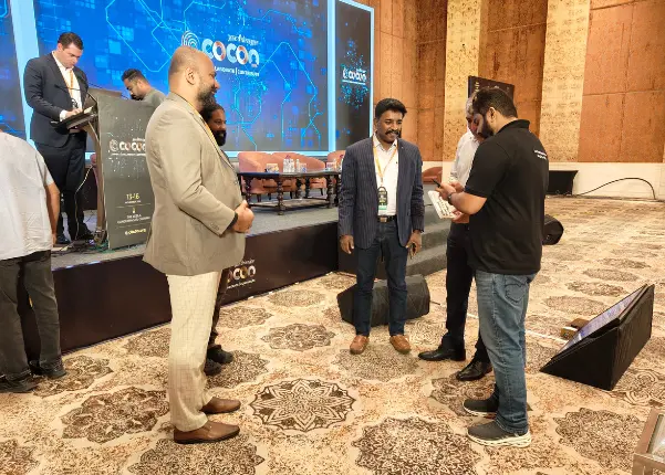 The team interacting with like-minded people from the cybersecurity community at c0c0n.