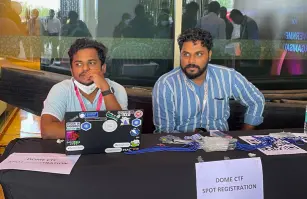 Our team members at the spot registration desk for DomeCTF.