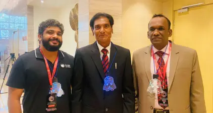 Our co-founder with two of the main guests of the event.