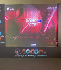 Star wars themed DomeCTF banner displayed on LED wall on the stage.