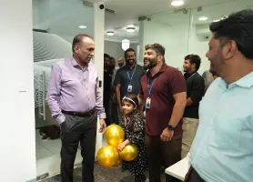 One of our founders in conversation with our chief guest before the ceremony began.