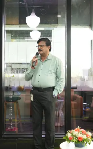 The special guest, Mr. Sreekumar V., addressing the event.