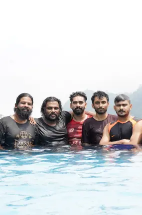 Group photo in the pool