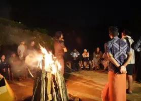 Sharing stories sitting around the campfire