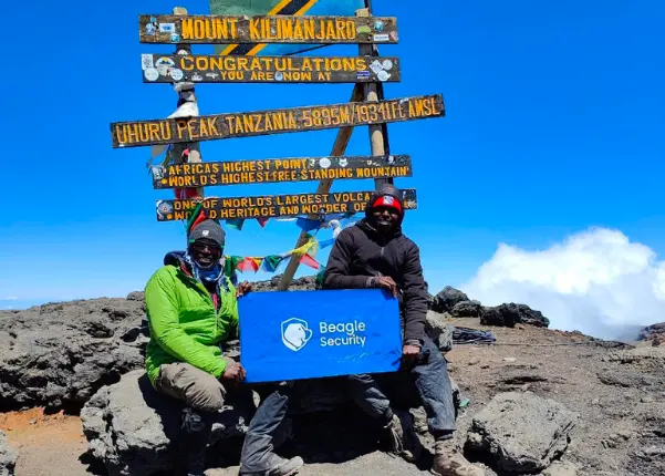 The Beagle Security flag proudly presented atop the Uhuru peak!