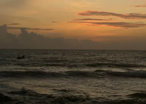 Sunset with orange colors reflecting on the sea